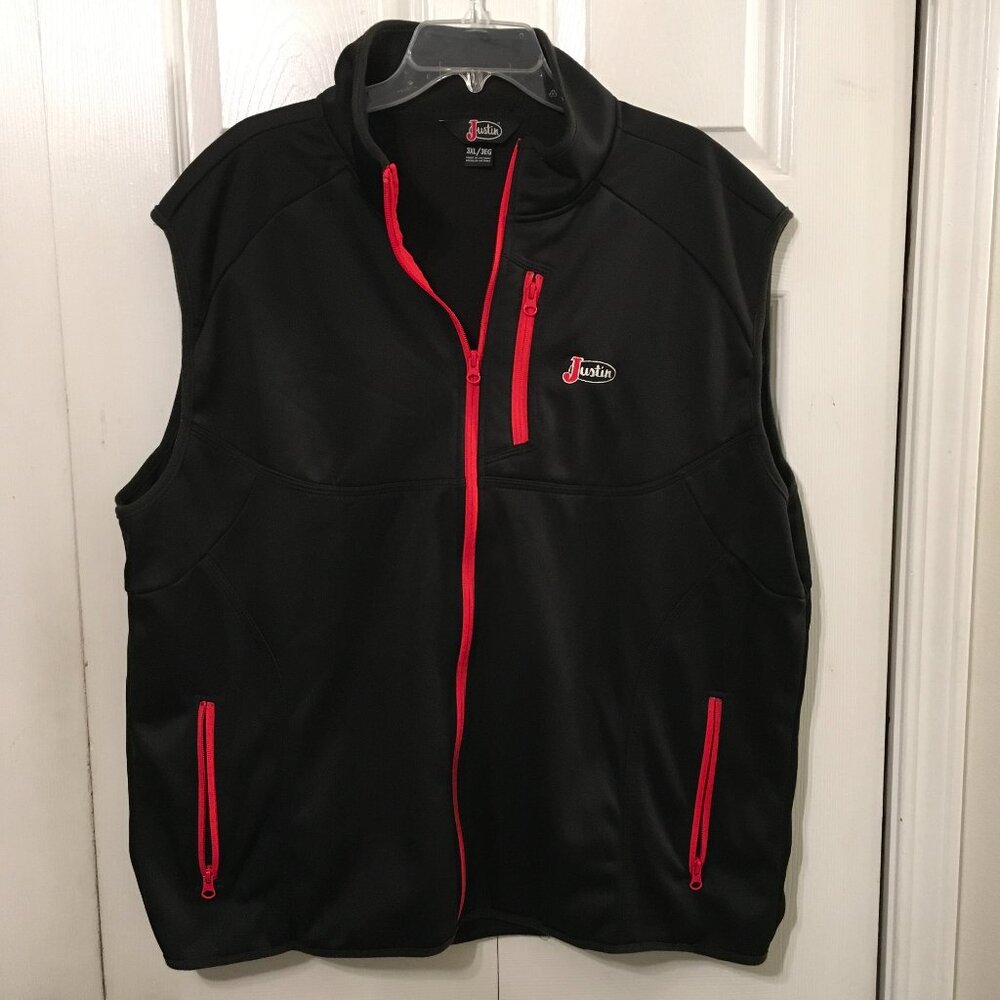 Justin Full-Zip Tech Vest Black/Red 3X NWOT